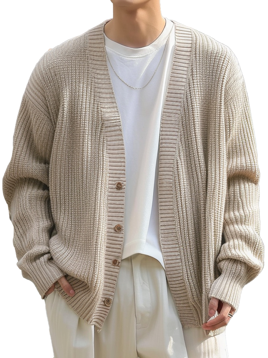 Men's Stylish Plain Buttoned Cardigan Sweater
