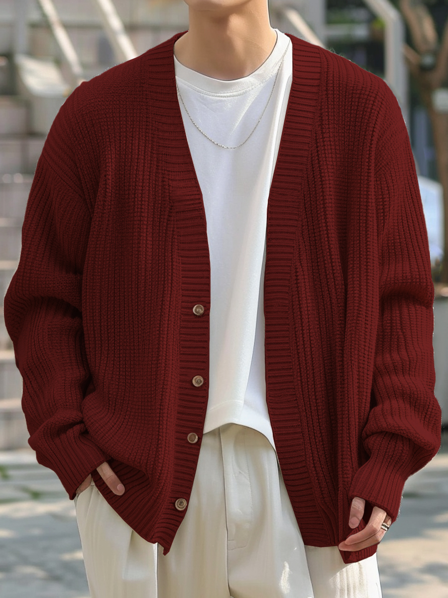 Men's Stylish Plain Buttoned Cardigan Sweater