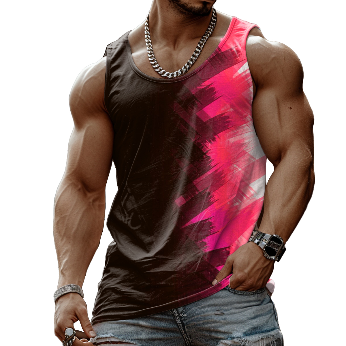 Men's Ink Print Tank Top Muscle Tee