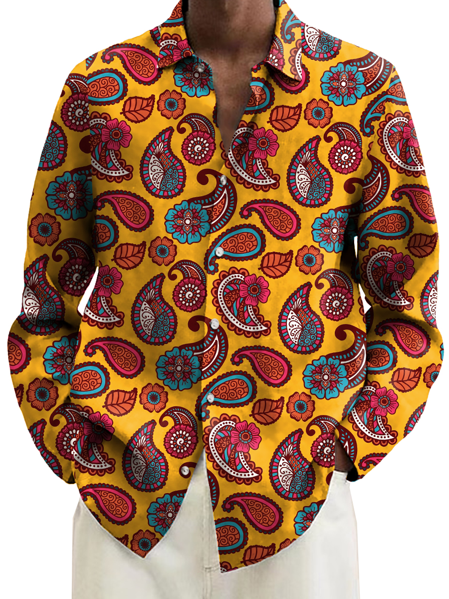 Colorful Paisley Pattern Casual Loose Long Sleeved Shirt
