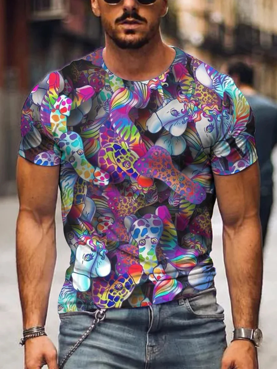 Colorful Leopard Print Men's T-Shirt