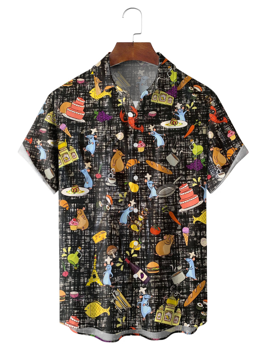 Nostalgic Cartoon Printing Short Sleeve Shirt