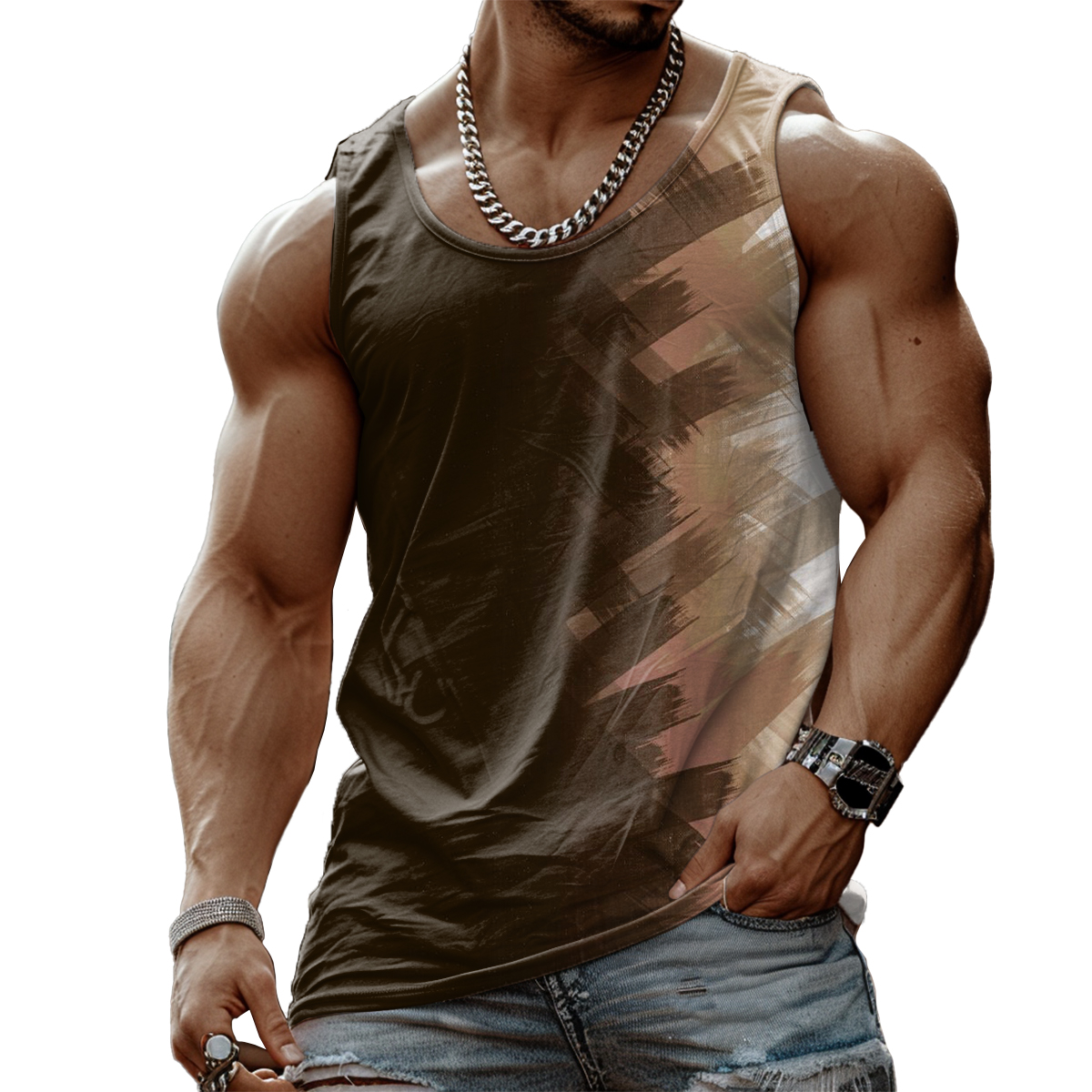 Men's Ink Print Tank Top Muscle Tee