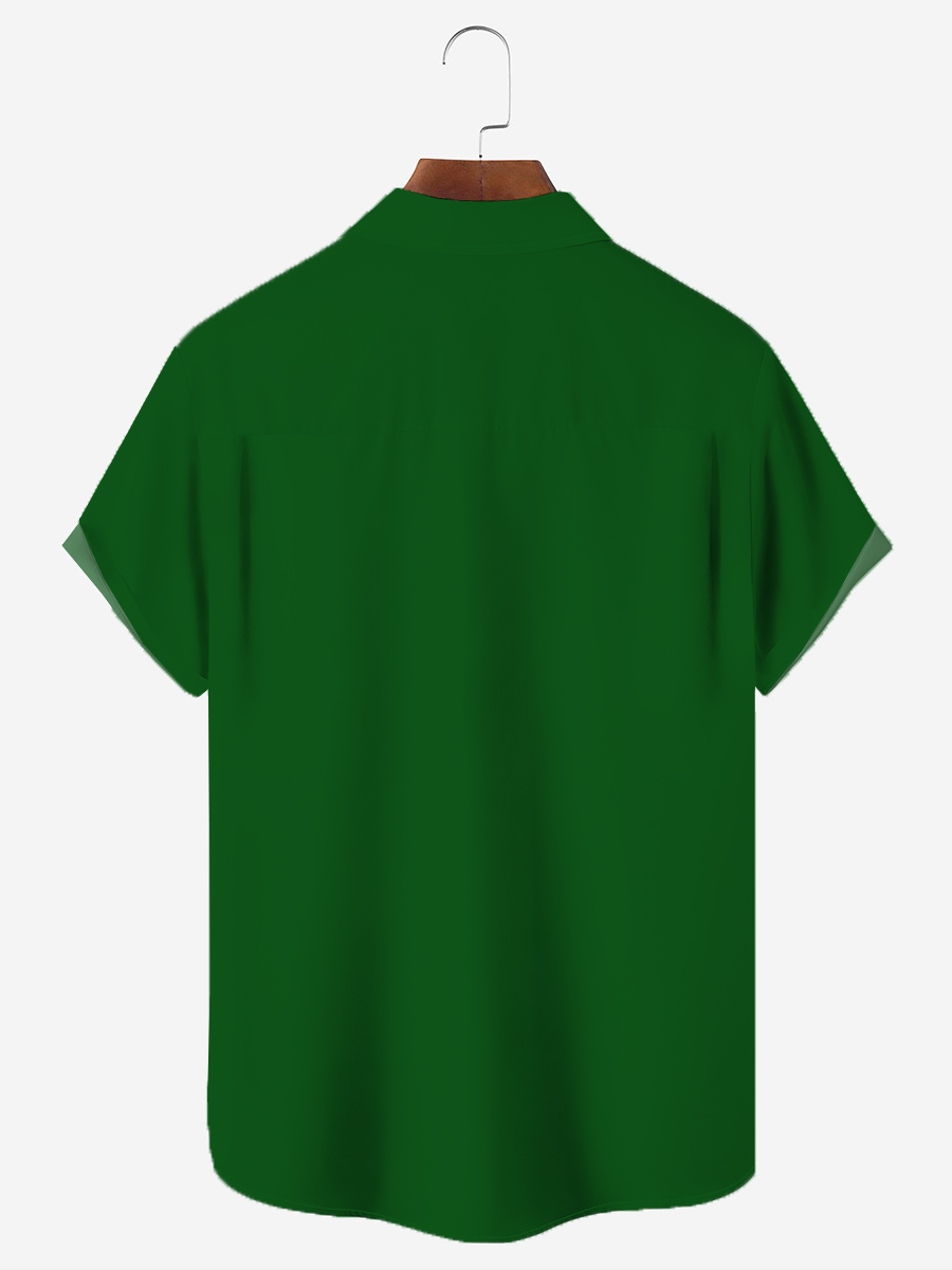 Funny St Patrick Chest Pocket Short Sleeves Casual Shirt