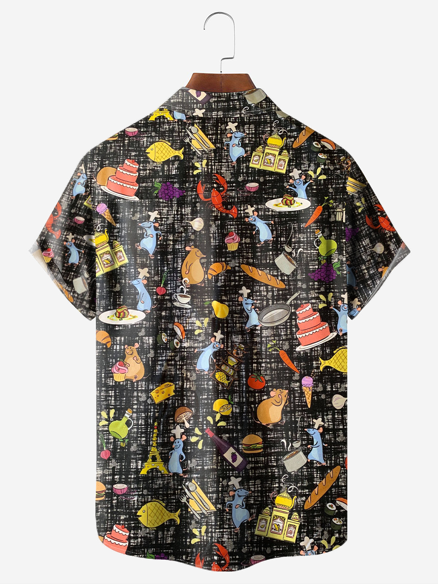 Nostalgic Cartoon Printing Short Sleeve Shirt