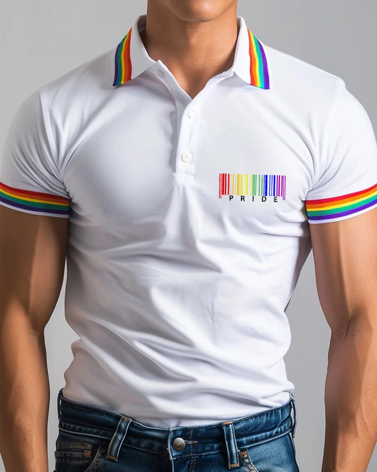 Men's Rainbow Stripe Pride Polo Shirt