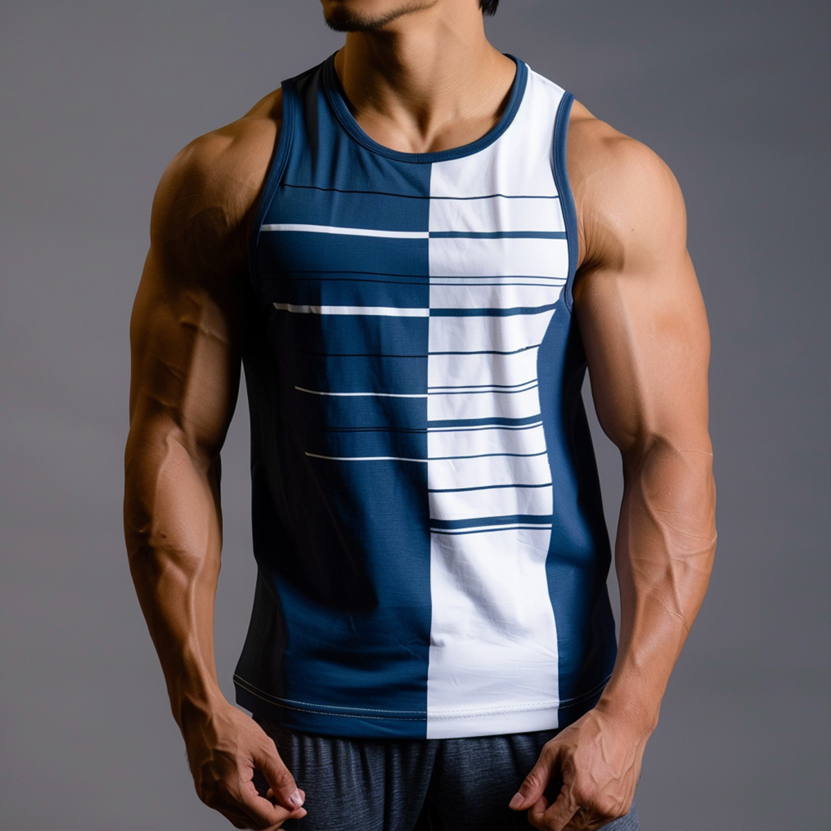 Men's Basics Stripes Crew Neck Tank Top