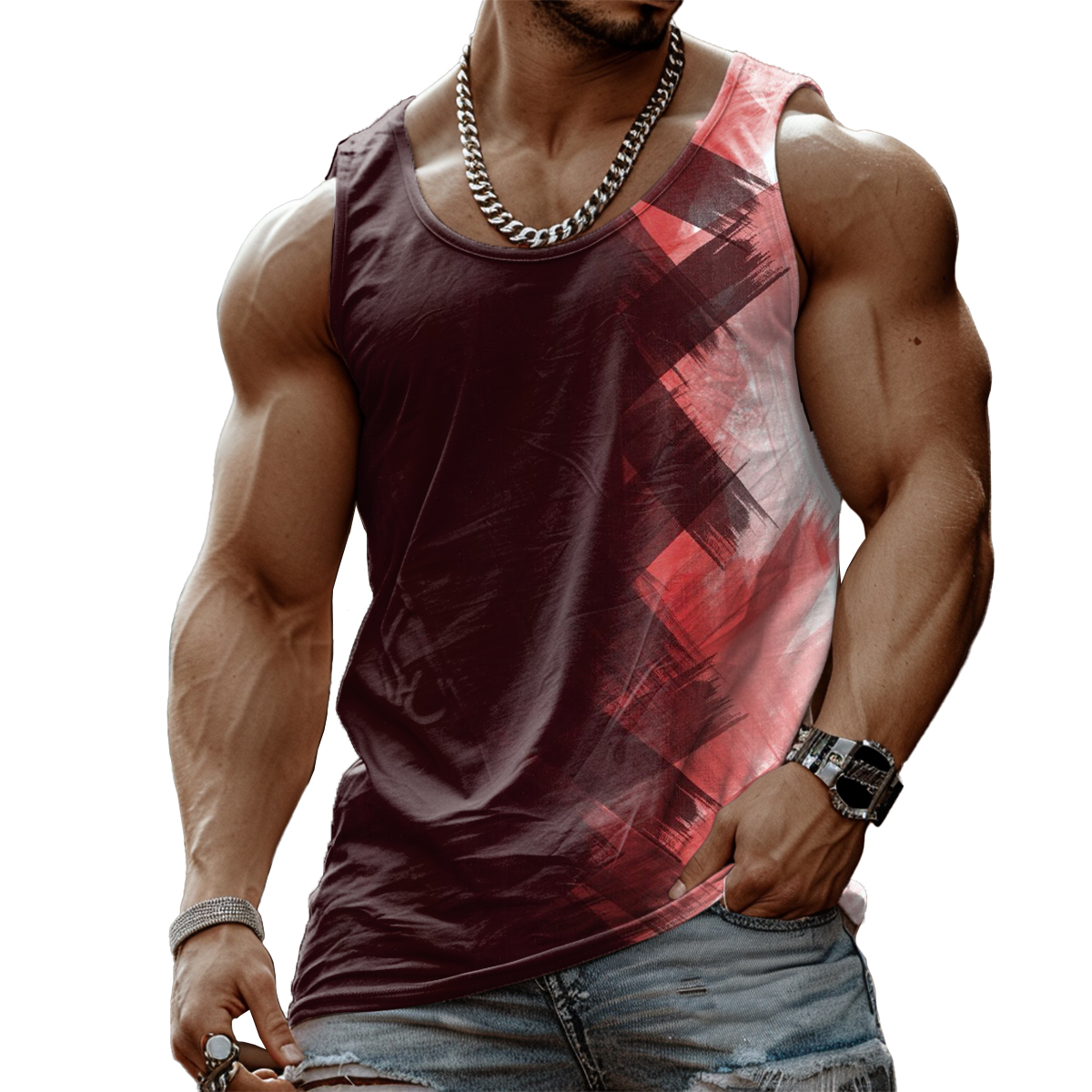 Men's Ink Print Tank Top Muscle Tee