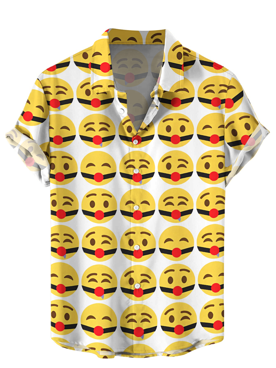 Men's Hawaiian Shirts Funny And Sexy Emoji Print Aloha Shirts