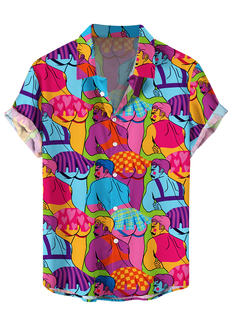 Men's Fun Sexy Skirts Print Hawaiian Shirt