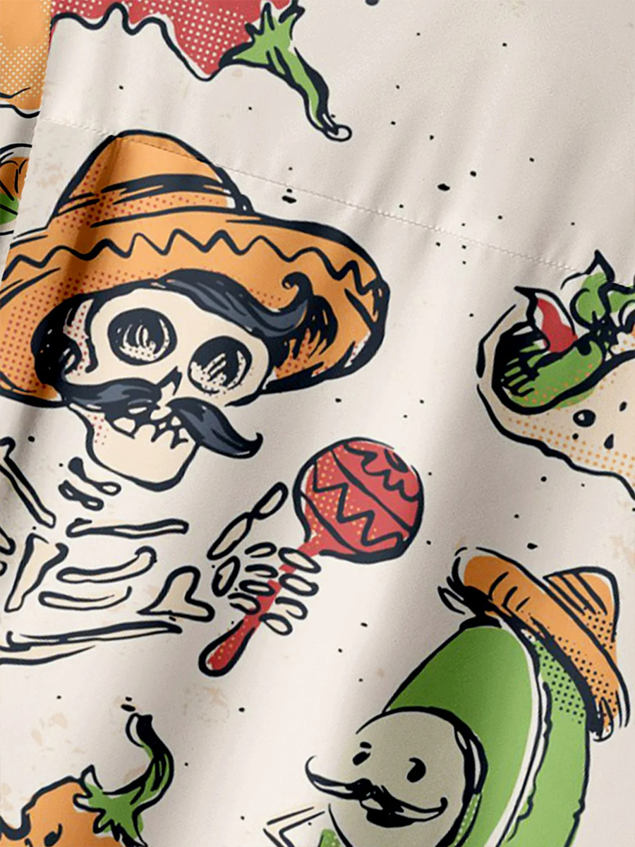 Cinco de Mayo Chest Pocket Short Sleeve Casual Shirt