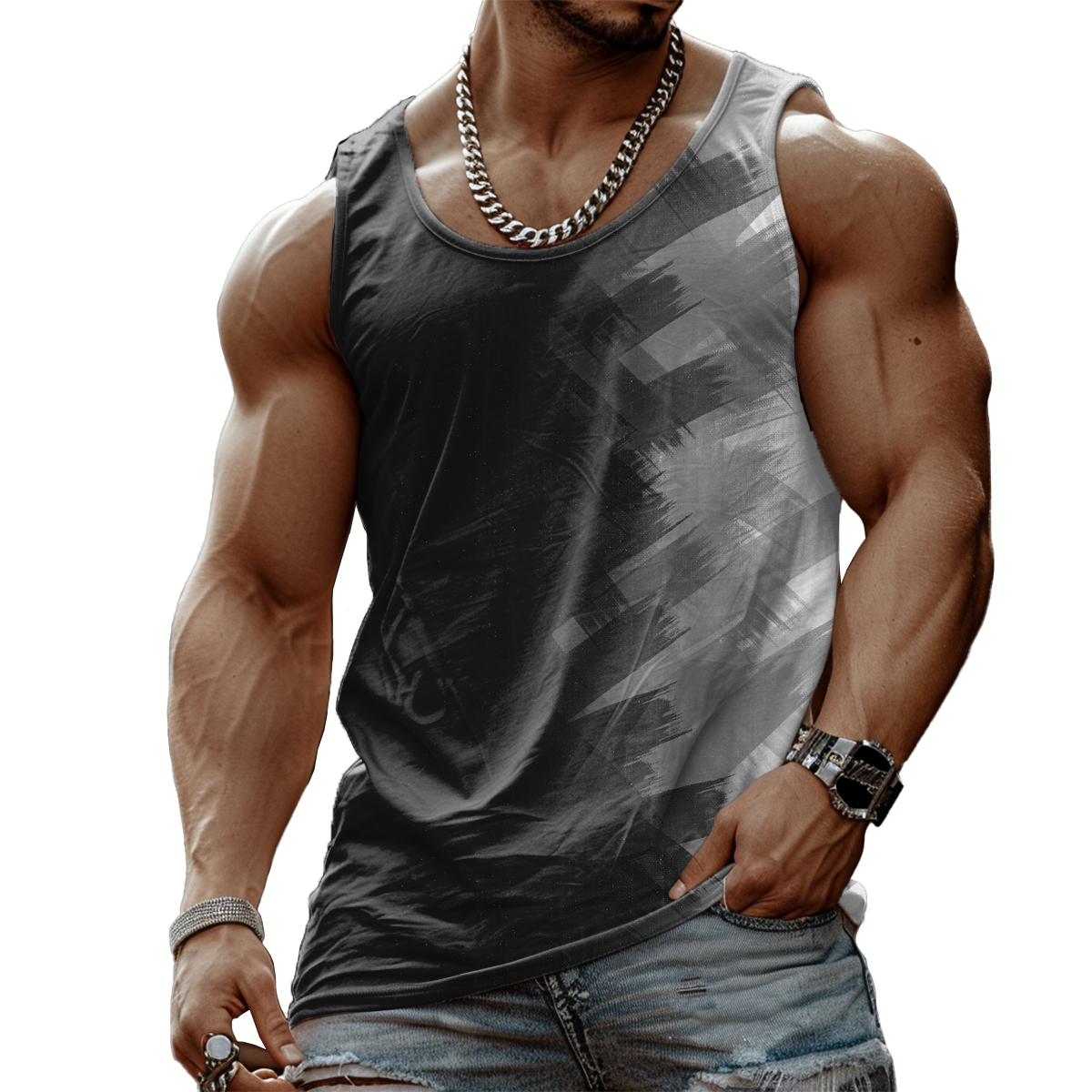 Men's Ink Print Tank Top Muscle Tee