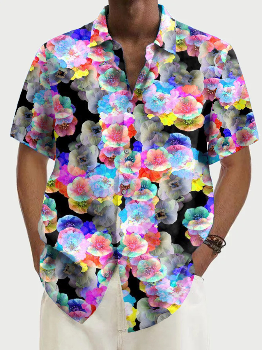 Stylish Abstract Floral Pattern Shirt Plus Size Men's Shirt