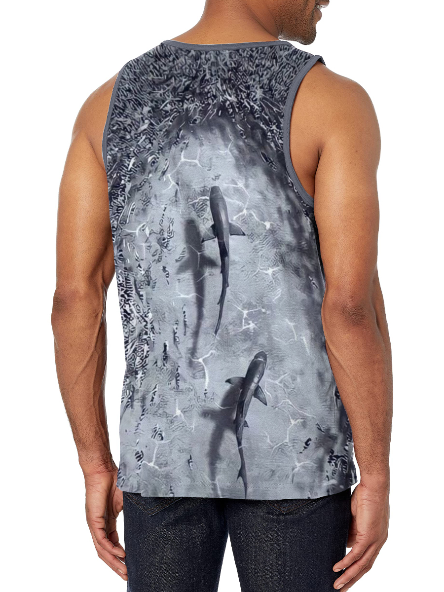 Men's Tank Top Whale Print Crew Neck Tank T-Shirt