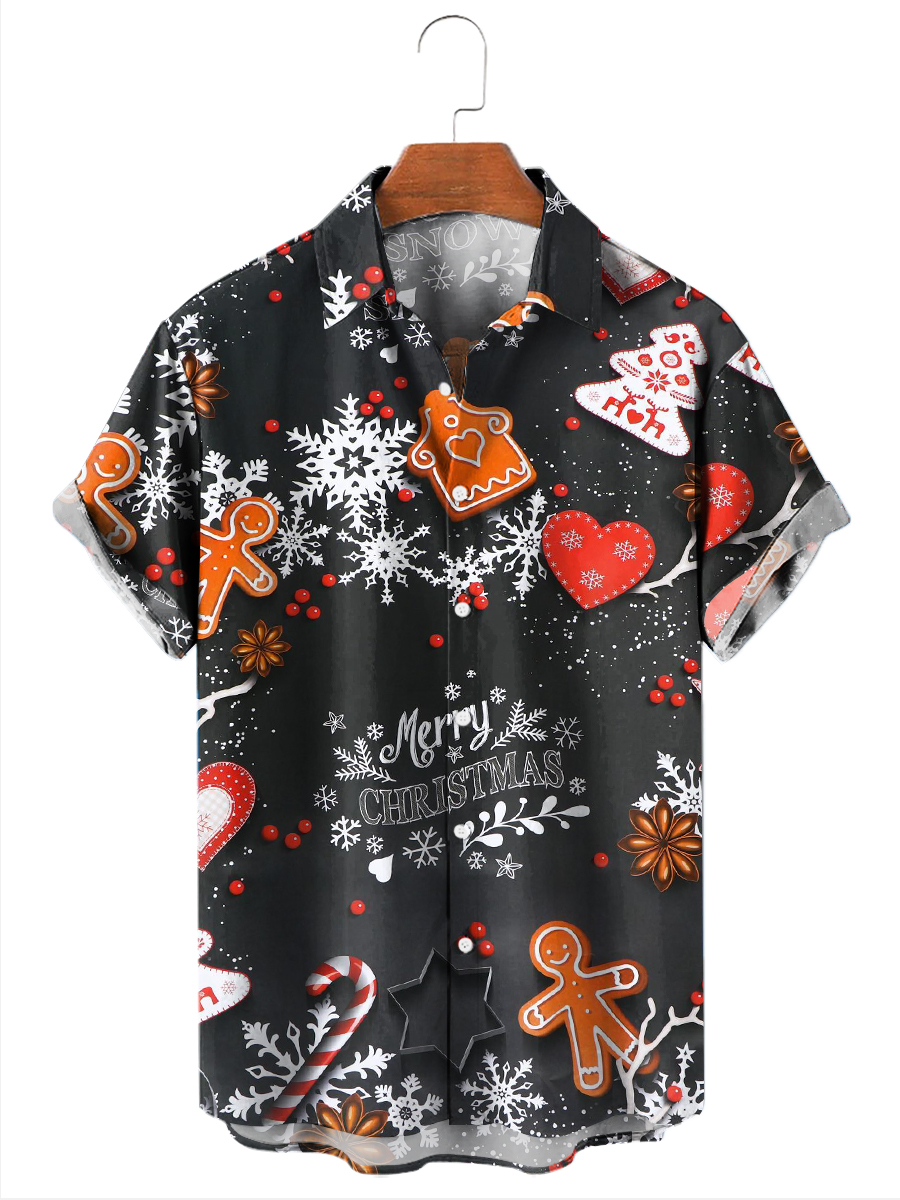 Men's Hawaiian Shirts Christmas Print Aloha Shirts