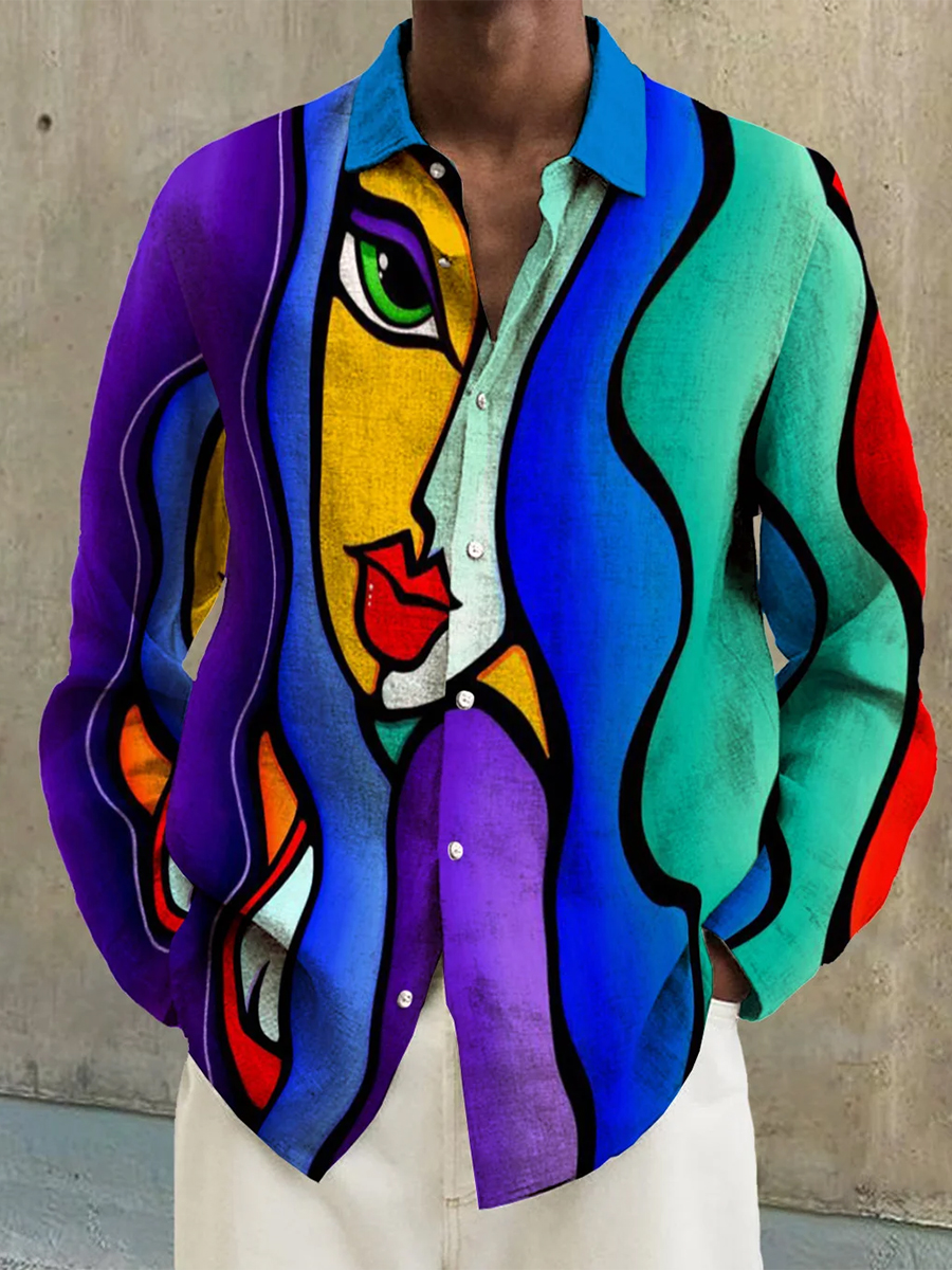 Men's Art Beauty Print Long Sleeve Shirt