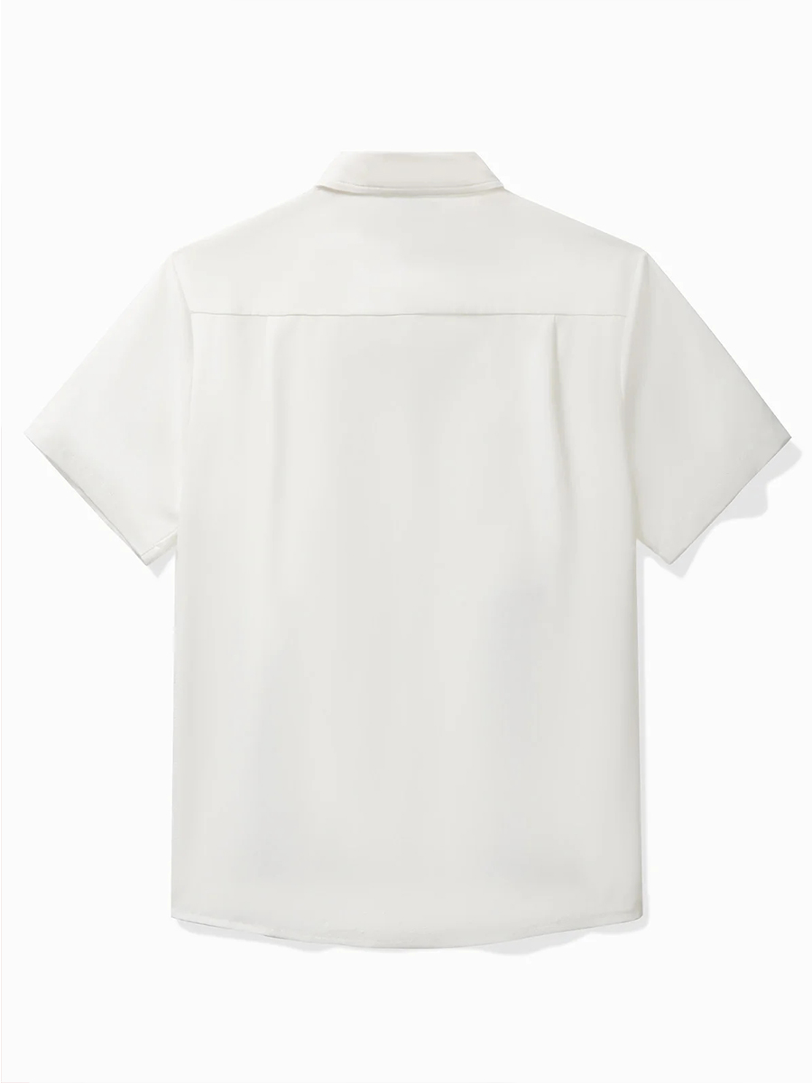 Retro Fun Contrast Color Stripe Print Men's Button Pocket Short Sleeve Shirt