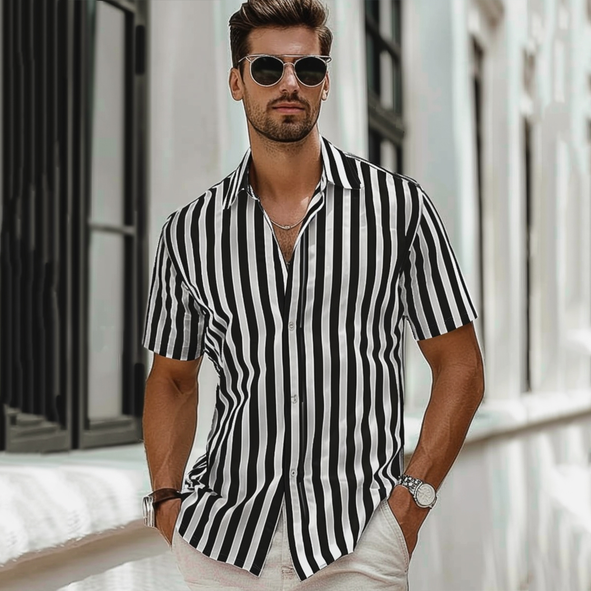 Vintage Stripes Basics Short Sleeve Shirt
