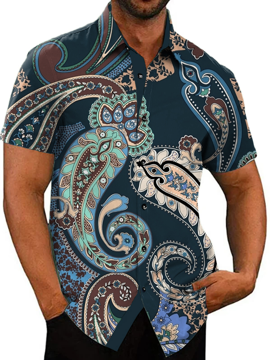 Vintage Paisley Pattern Shirt Men's Hawaiian Shirt