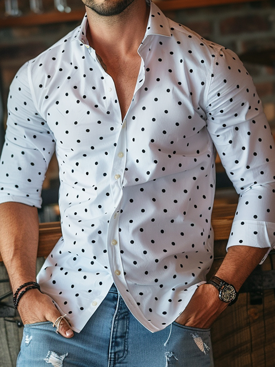 Dots Long Sleeve Shirts Basic Fashion Trend Shirts