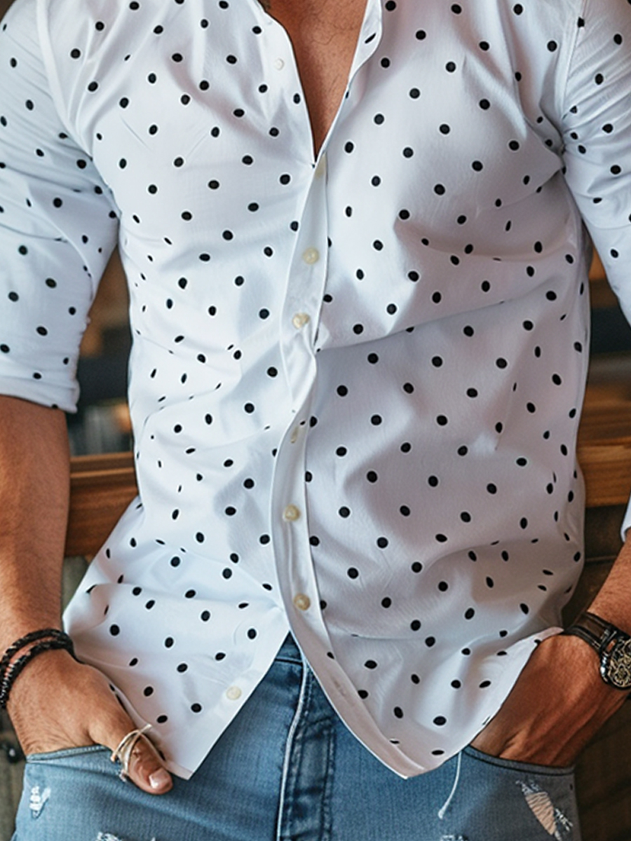 Dots Long Sleeve Shirts Basic Fashion Trend Shirts