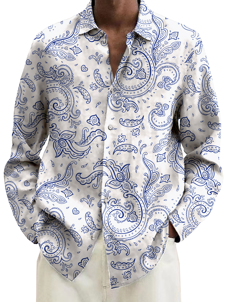 Vintage Paisley Pattern Long Sleeve Hawaiian Shirt
