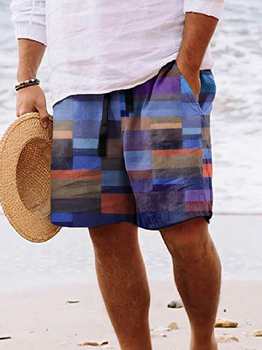 Men's Shorts Holiday Colorblock Print Beach Shorts