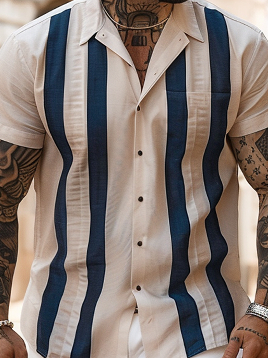 Men's Shirts Daily Stripes Short Sleeve Shirt