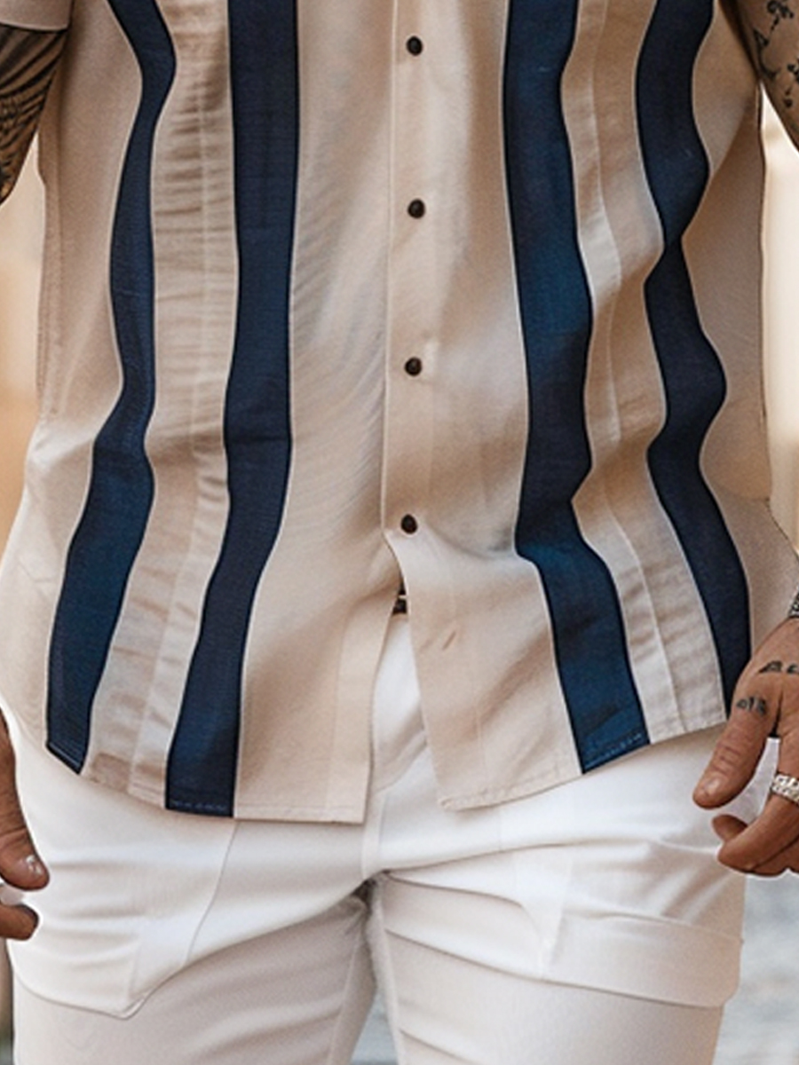 Men's Shirts Daily Stripes Short Sleeve Shirt