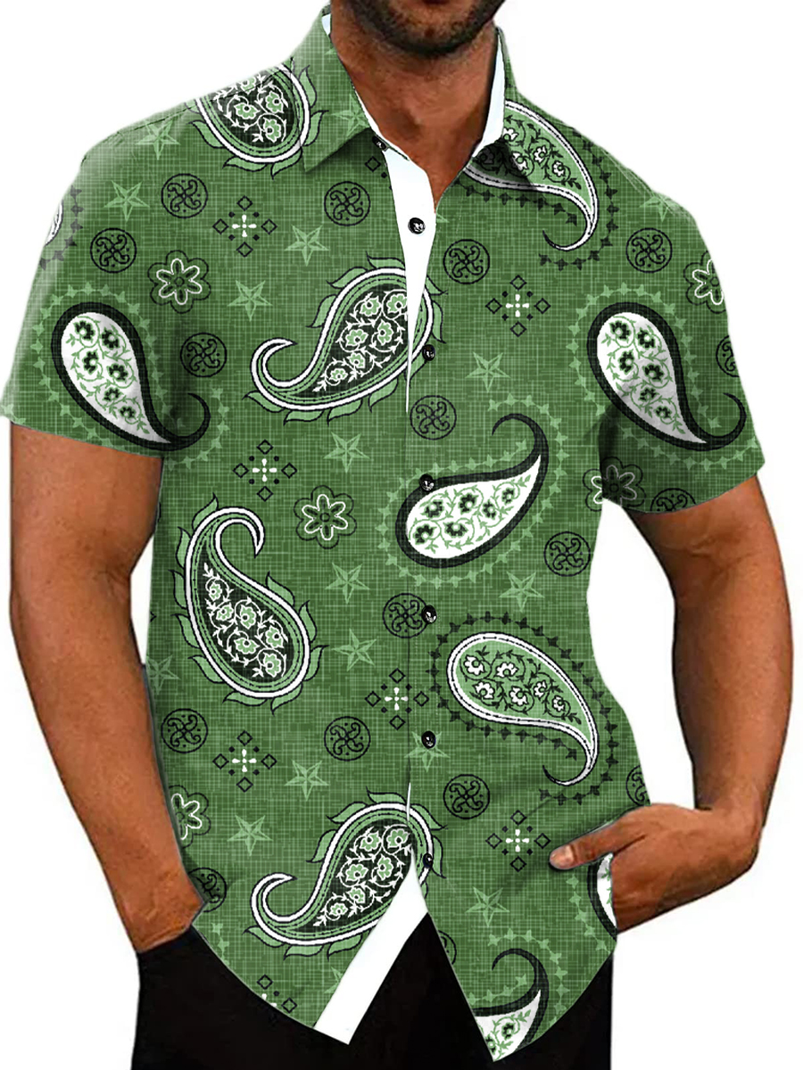 Vintage Paisley Pattern Shirt Men's Aloha Shirt