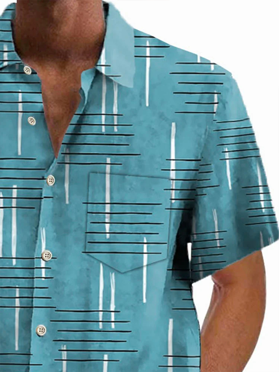 Men's Retro Stripes Pattern Shirts Aloha Shirts
