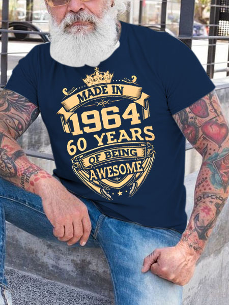 Men's Made In 1964 60 Years Awesome Print T-Shirt