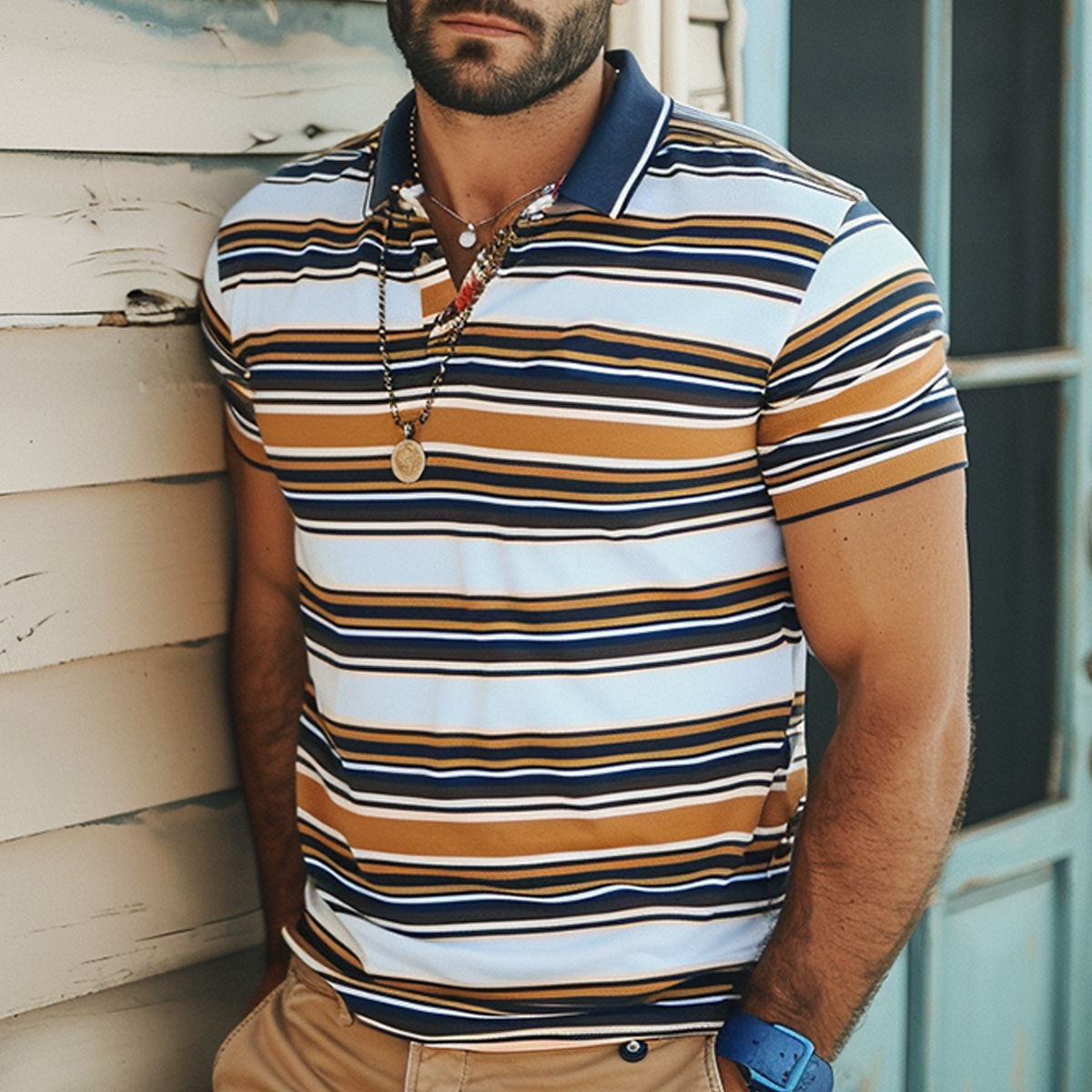 Men's Multicolor Stripes Polo Shirt