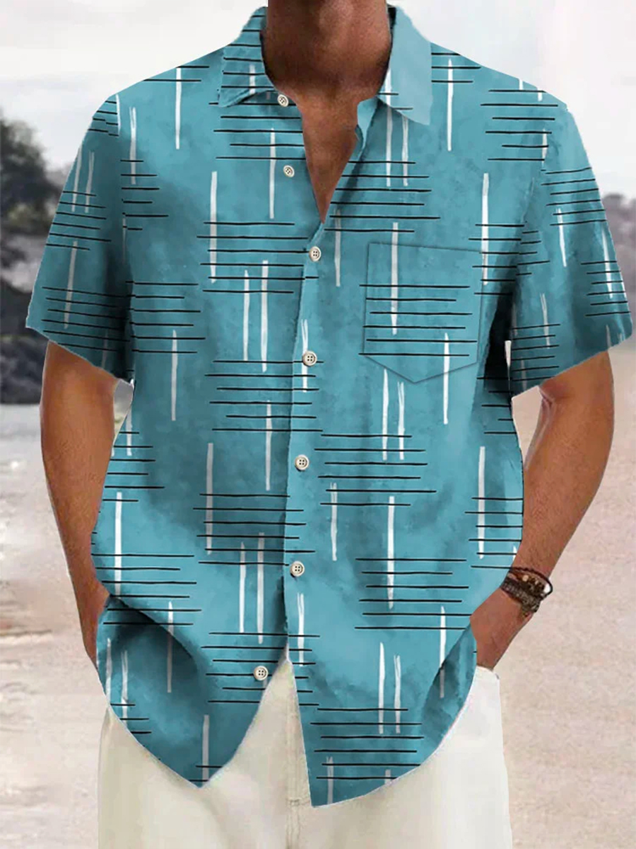 Men's Retro Stripes Pattern Shirts Aloha Shirts