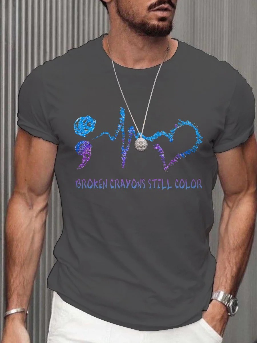 Men's Broken Crayons Still Color Mental Health Matters Awareness T-shirt