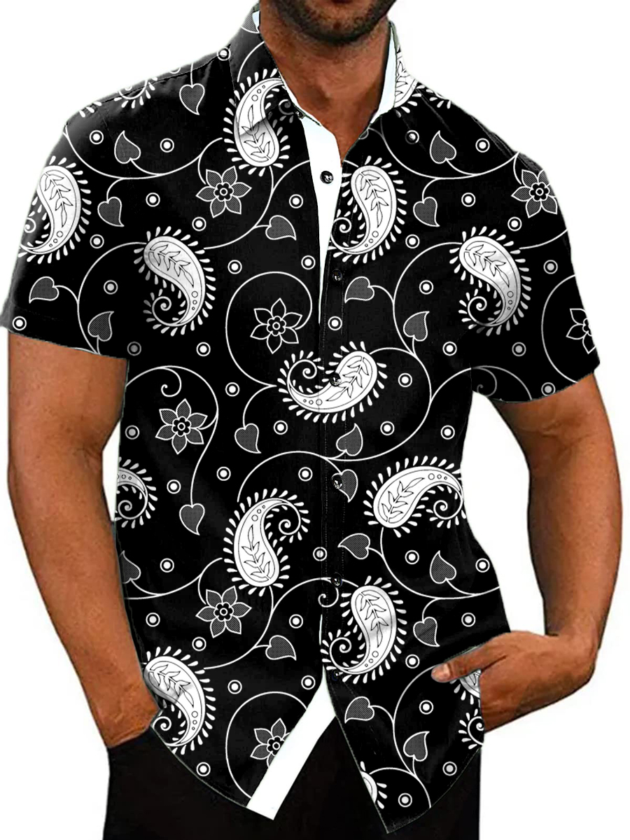 Vintage Paisley Art Pattern Shirt Men's Aloha Shirt