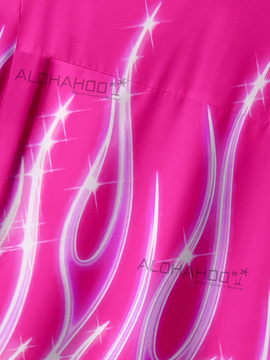 Men's Hawaiian Shirts Vintage Flame Pattern Short-Sleeved Shirt