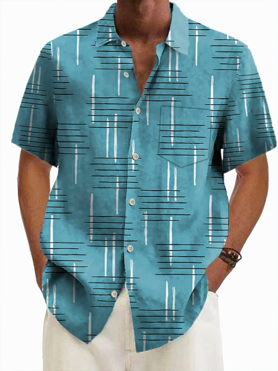 Men's Retro Stripes Pattern Shirts Aloha Shirts