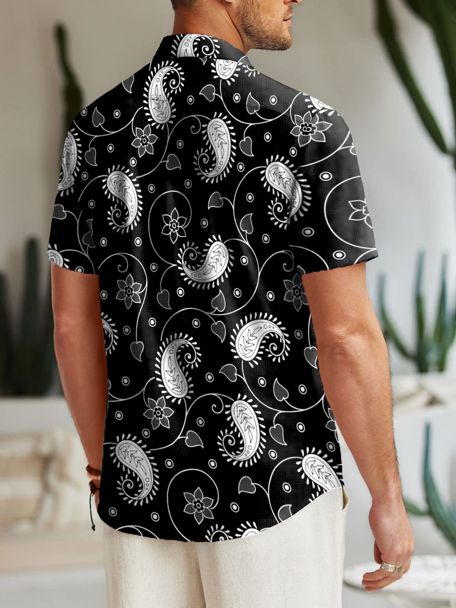 Vintage Paisley Art Pattern Shirt Men's Aloha Shirt