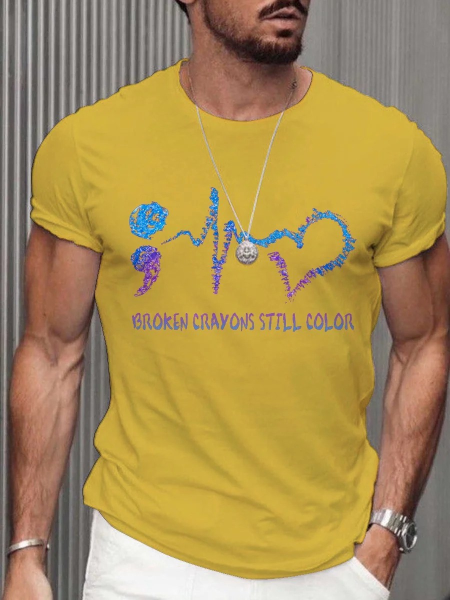 Men's Broken Crayons Still Color Mental Health Matters Awareness T-shirt