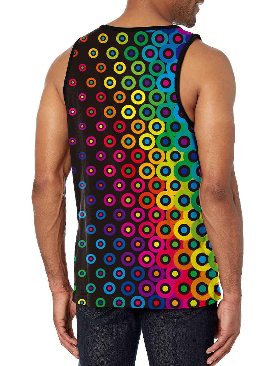Men's Tank Top Pride Rainbow Geometry Print Crew Neck Tank T-Shirt