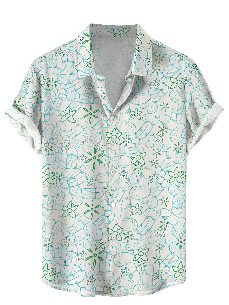 Hawaiian Summer Floral Sexy Art Pattern Short Sleeve Shirt