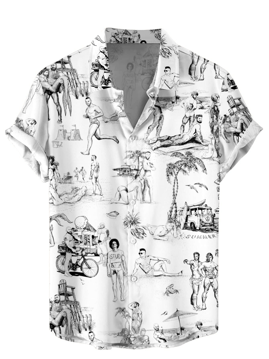 Men's Hawaiian Shirts Funny Print Aloha Shirts