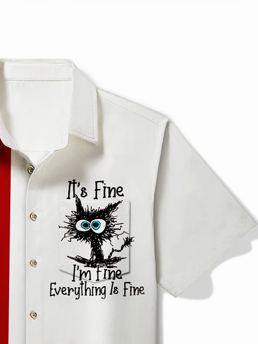 Retro Fun Contrast Color Stripe Print Men's Button Pocket Short Sleeve Shirt