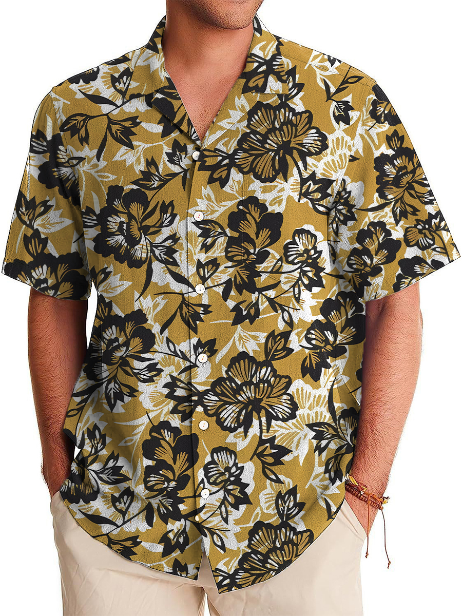 Hawaiian Floral Art Pattern Short Sleeve Shirt