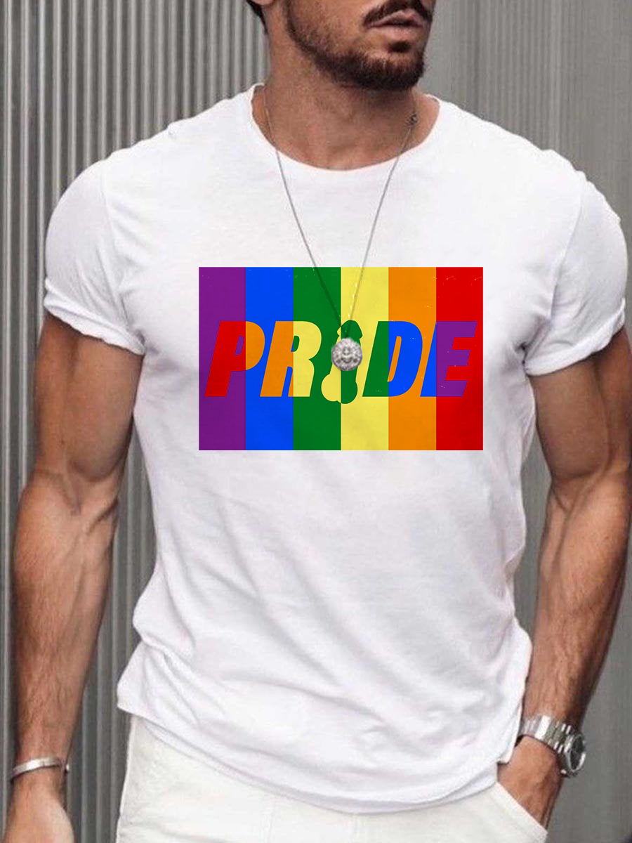 Funny Pride Rainbow Cock Print T-shirt