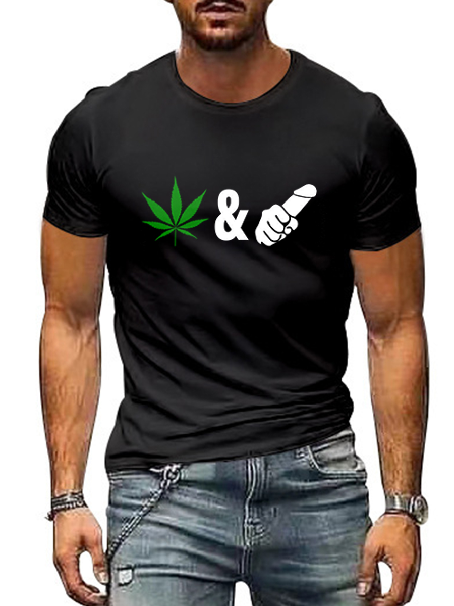 Funny Love Weed And Cock Print T-shirt