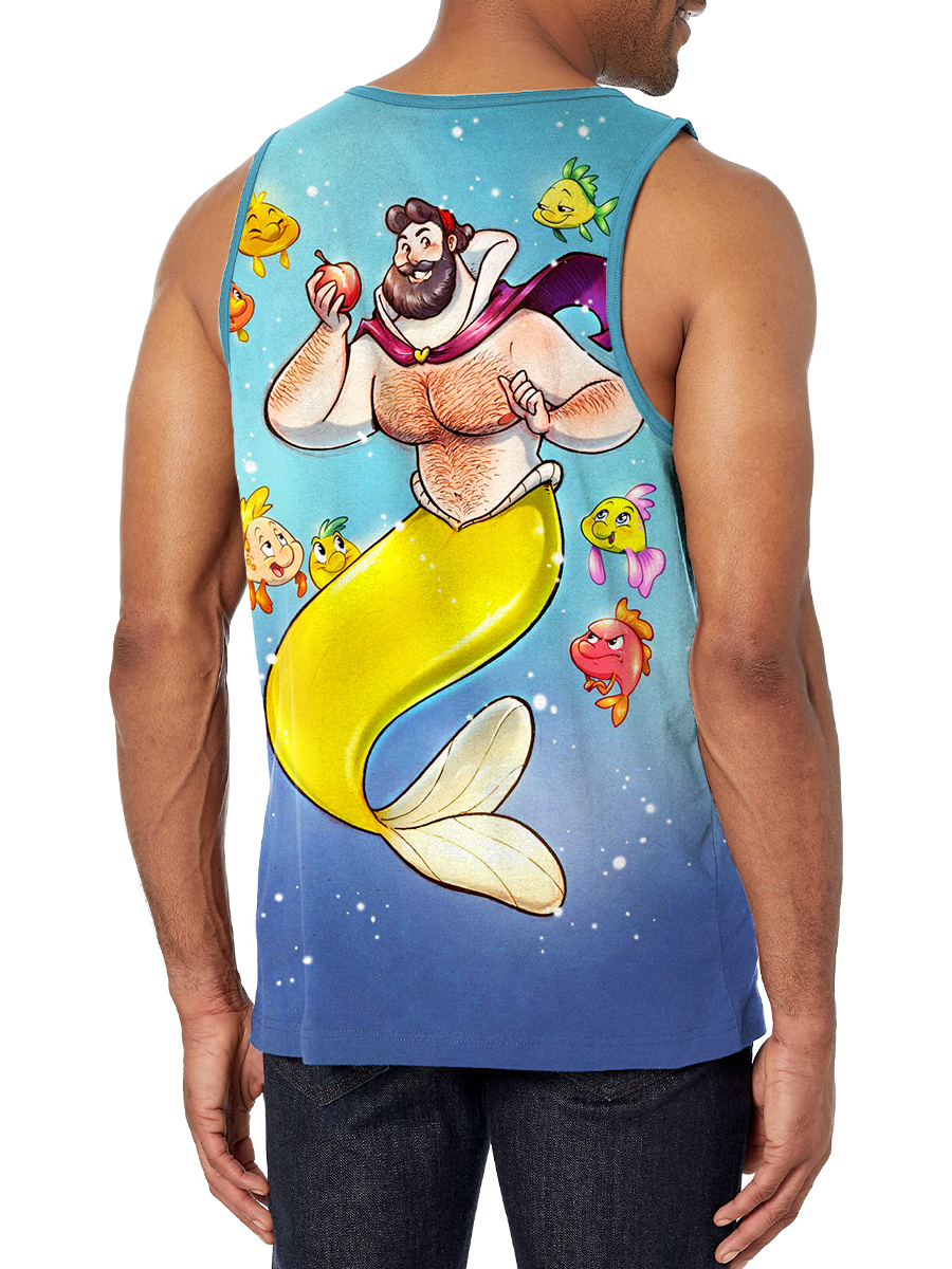 Men's Tank Top Merman Art Print Crew Neck Tank T-Shirt