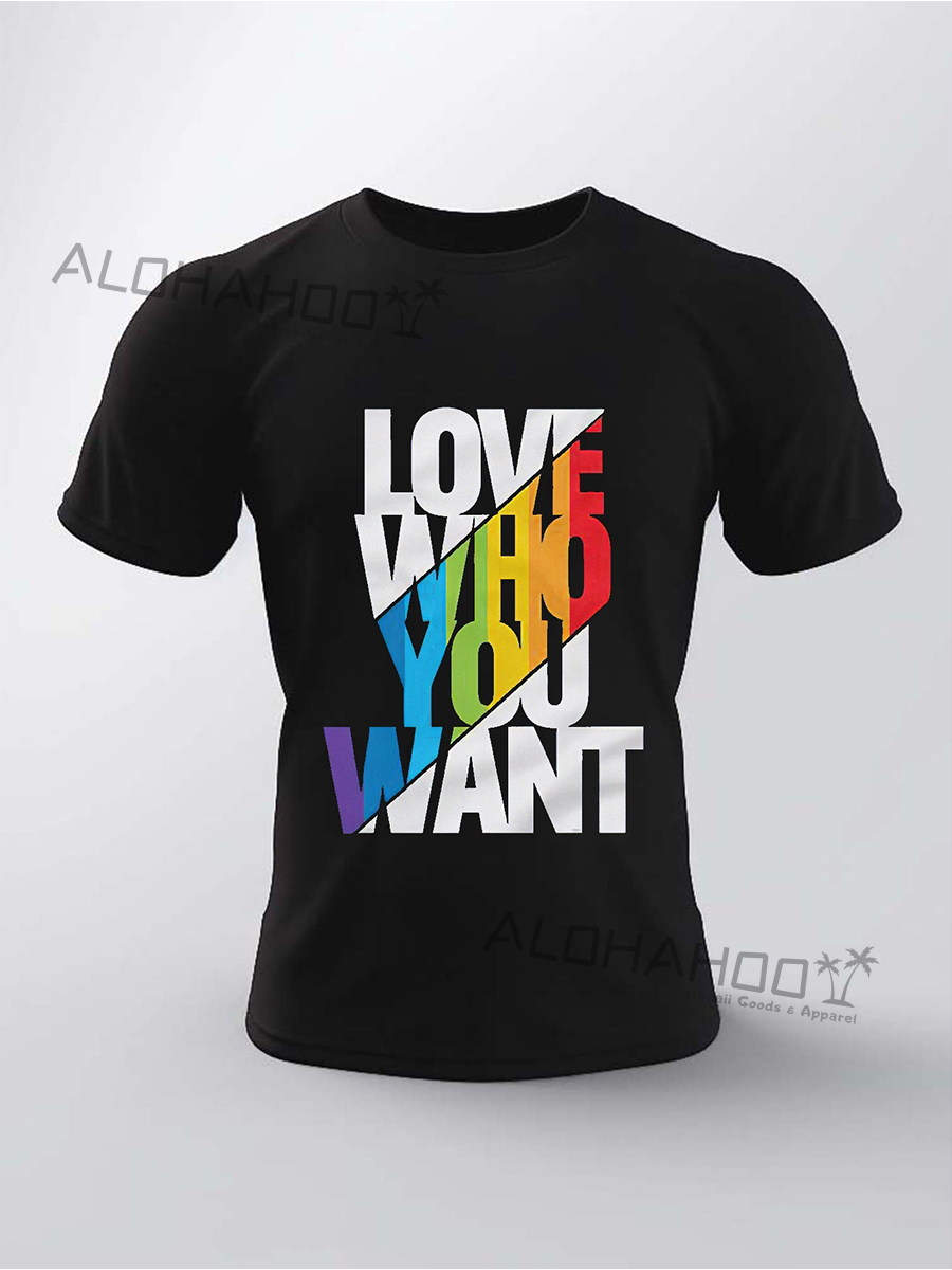 Men's Pride Rainbow Love Who You Want Print Casual T-Shirt