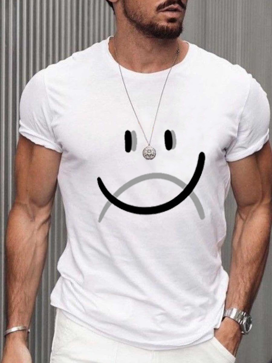 Men's Casual 2 Emoji Print T-Shirt